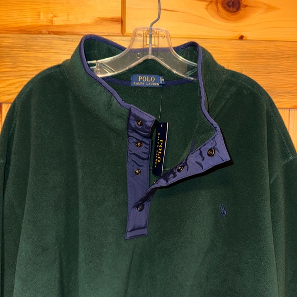 NEW Polo Ralph Lauren Green Fleece Snap Pullover Jacket 4XLT 4XL Big & Tall NWT - Picture 2 of 10